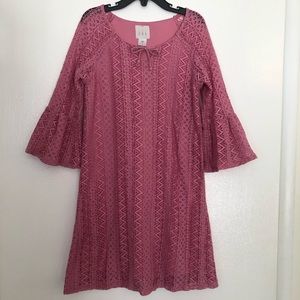 Girls Pink Lace Dress
